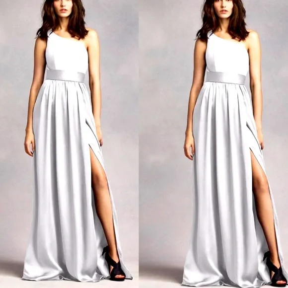 open lace back dress Shona Joy - La Lune Gathered One Shoulder Maxi Dress - Cream main image 0